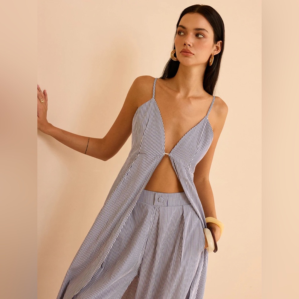 Commense Striped Long Cami Top and Wide-Leg Pants Set - Picture 4 of 15